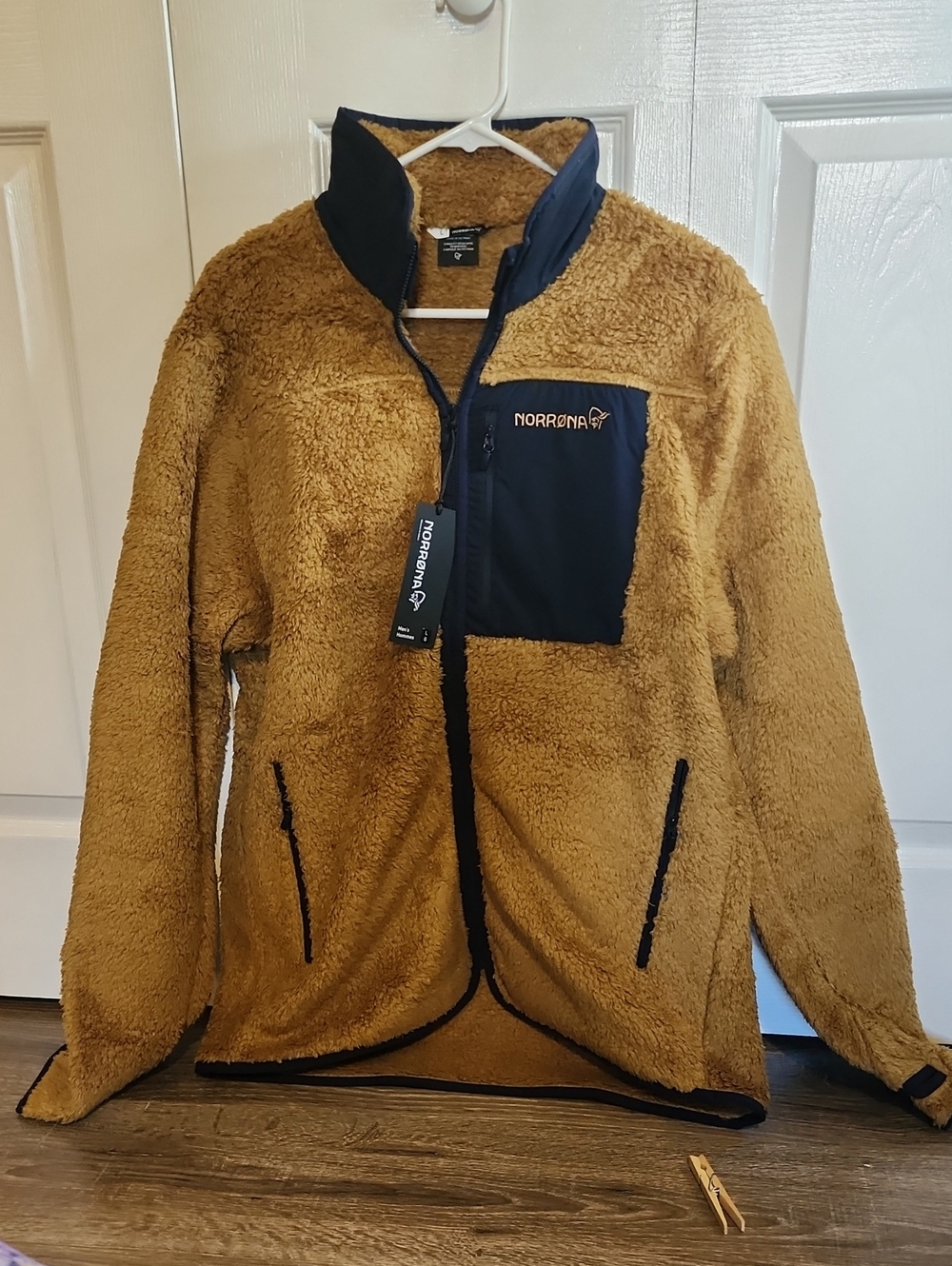Men's Norrona Camelflage Sherpa Fleece Jacket with Navy Chest Pocket